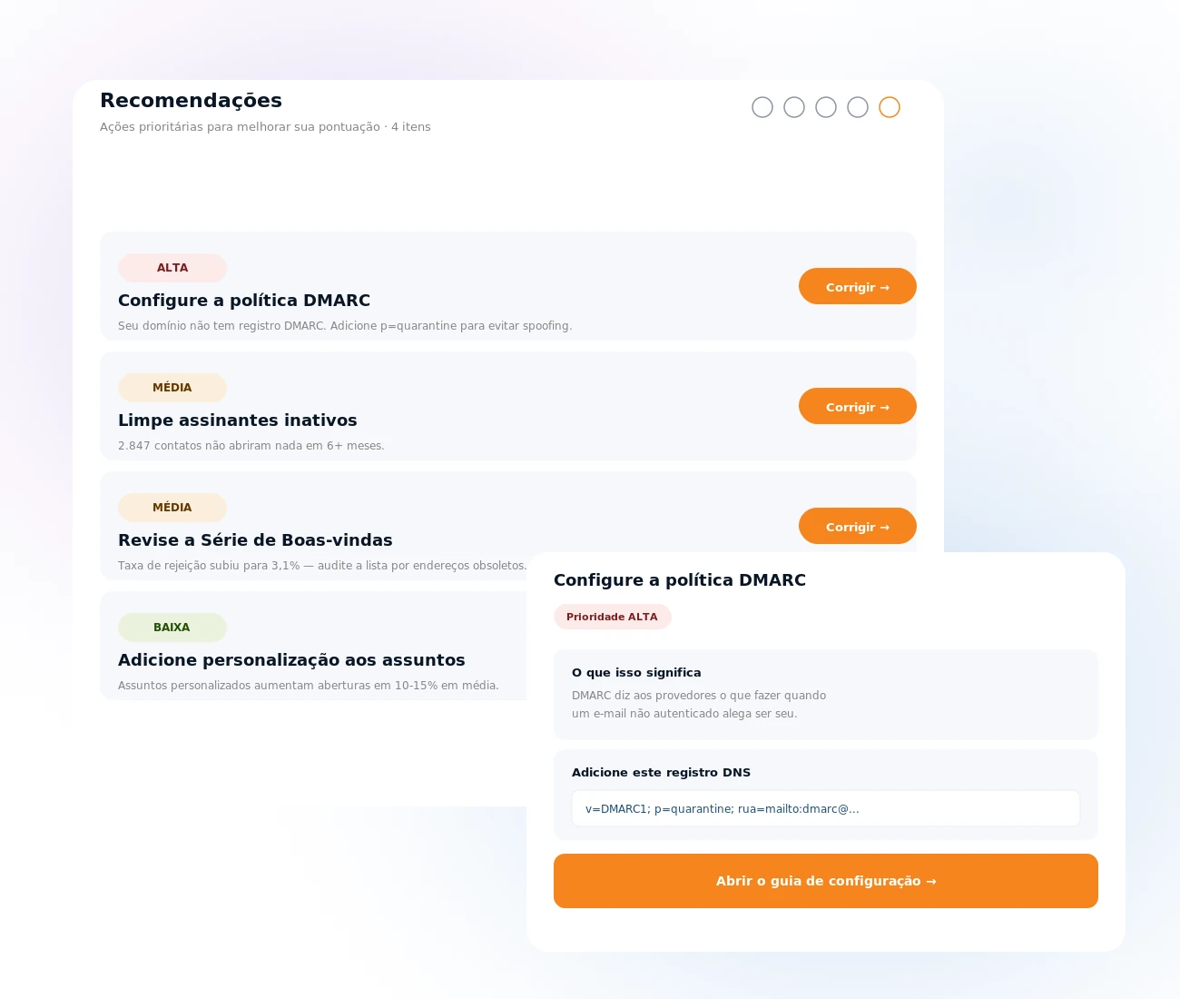 Recomendações concretas de entregabilidade