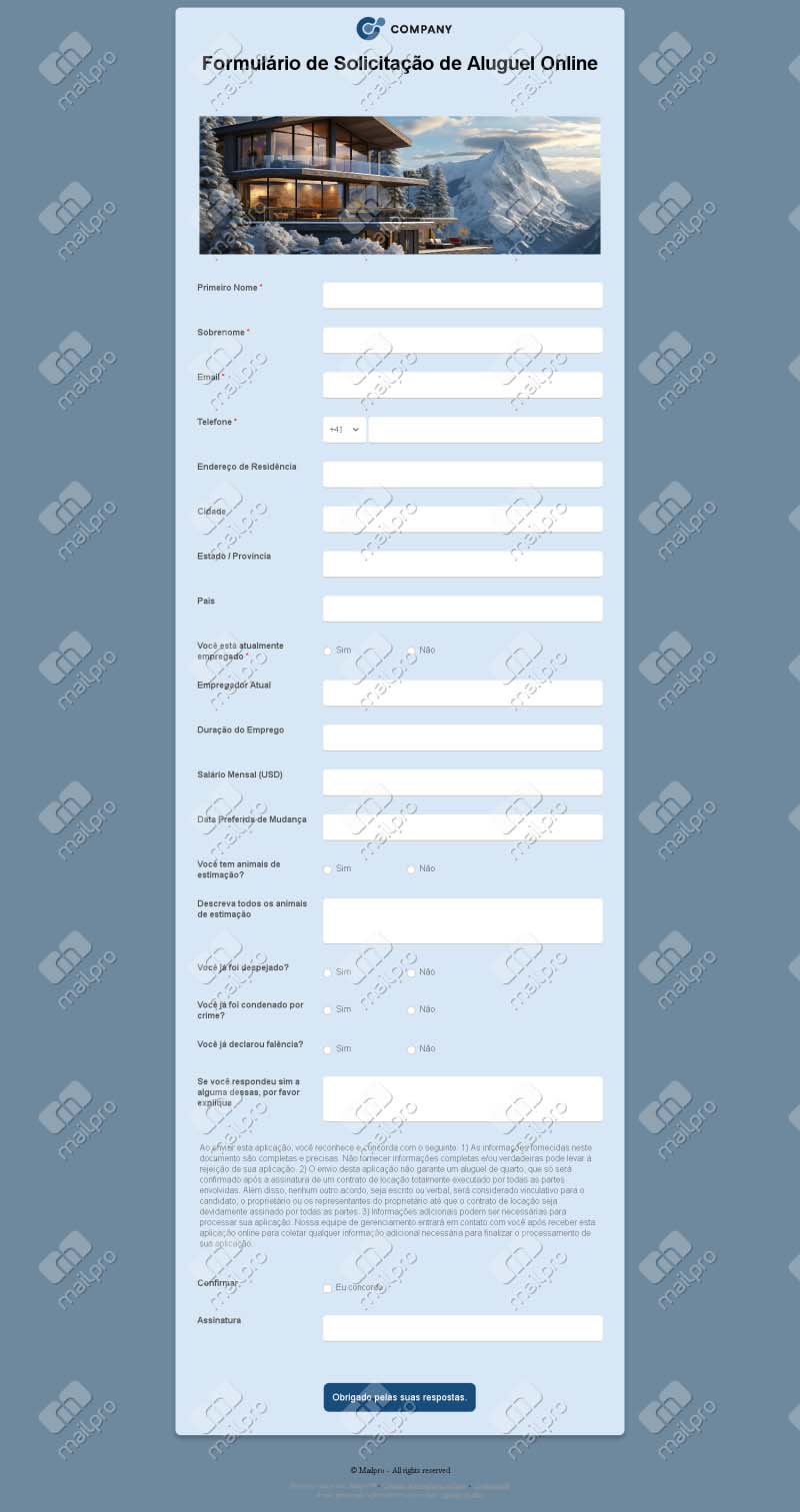 Solicitação de Aluguel Online