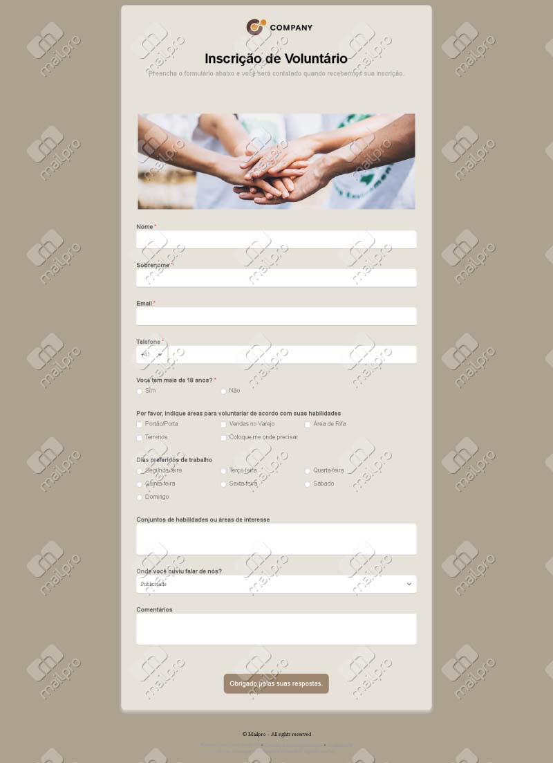Inscrição de Voluntário