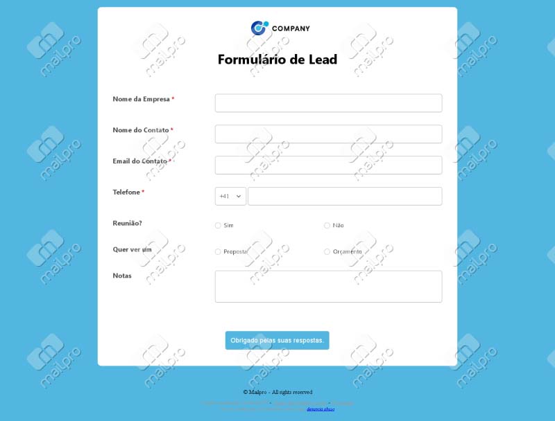 Formulário de Lead
