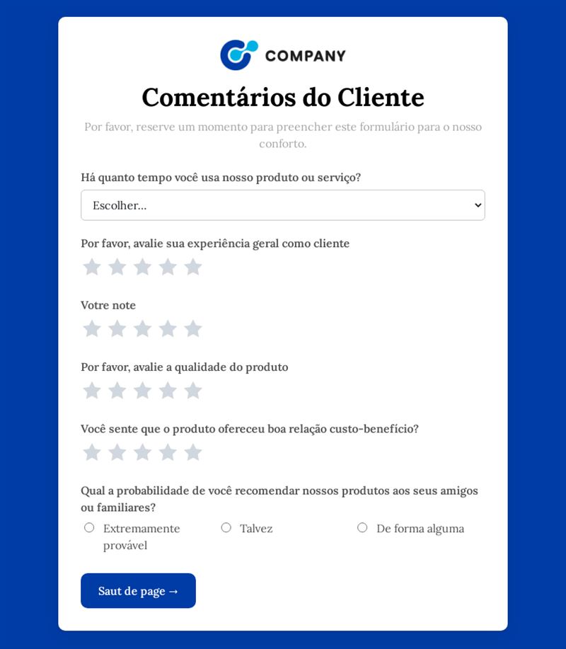 Feedback do Cliente