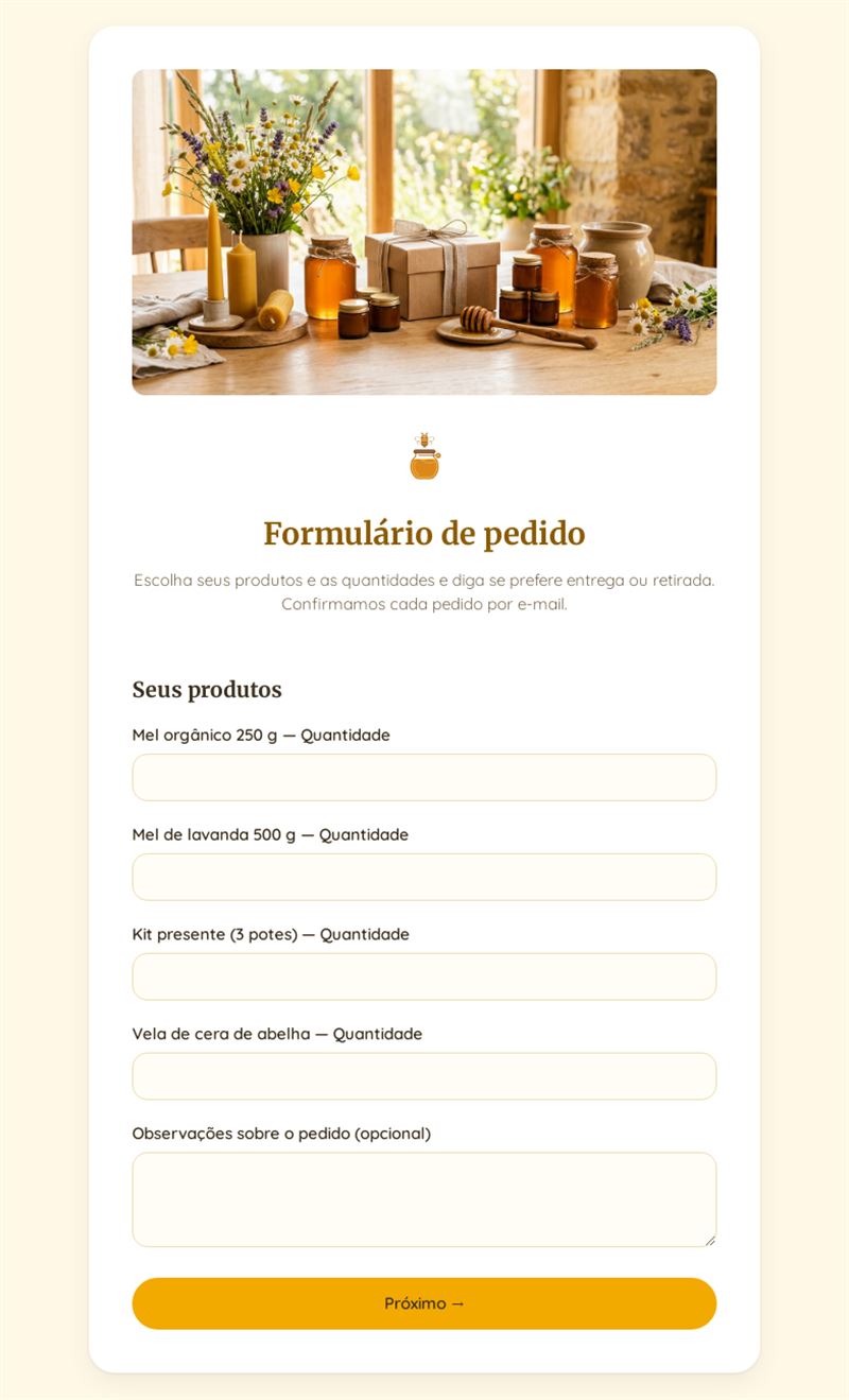 Formulário de pedido