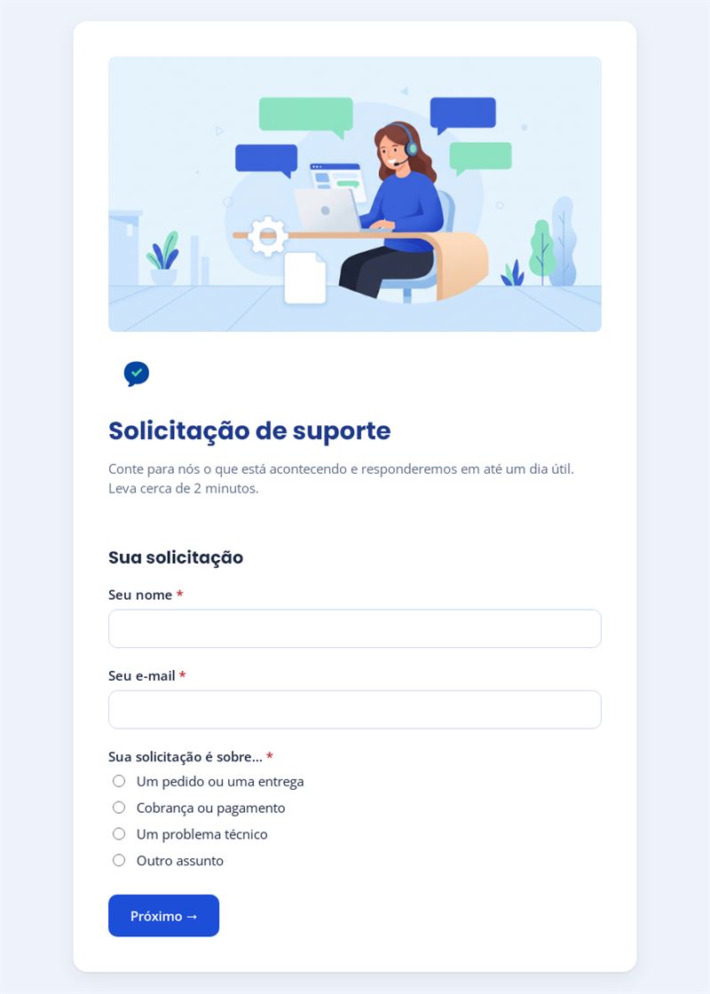 Solicitação de suporte