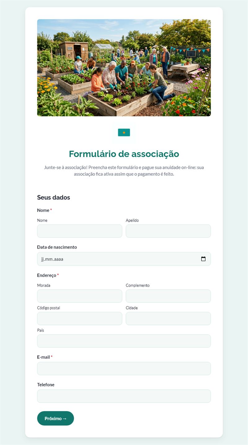 Formulário de associação