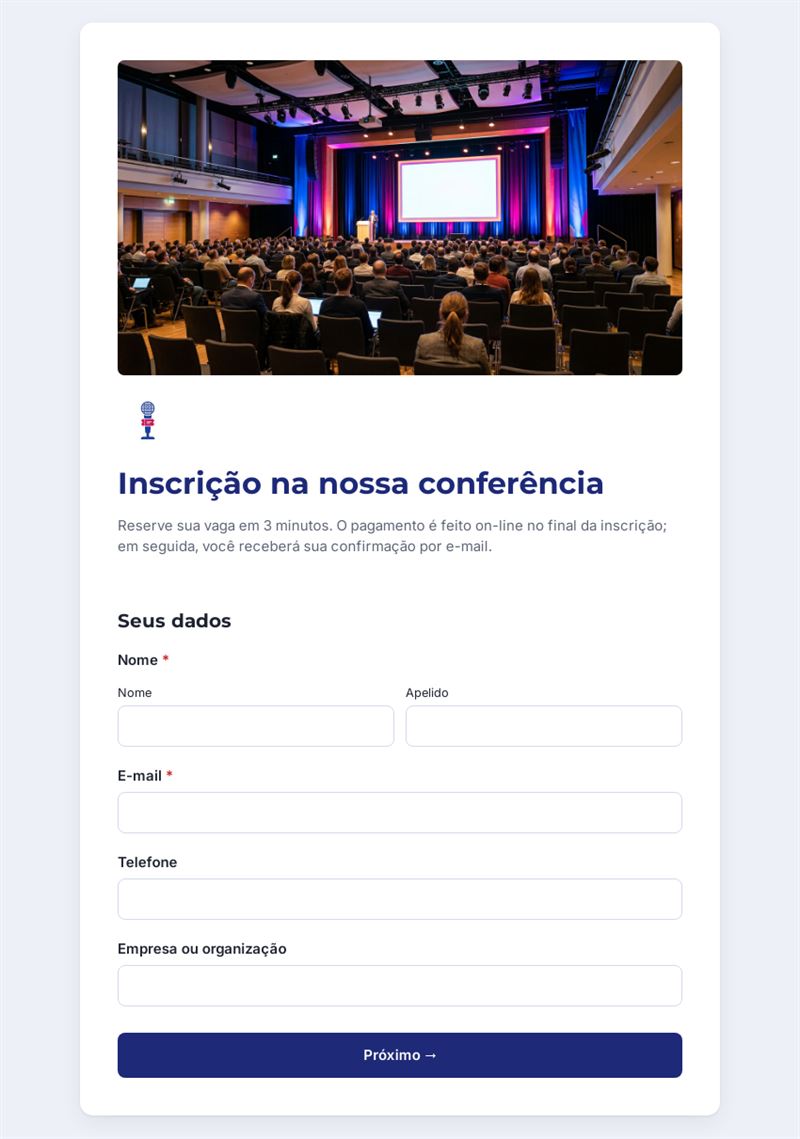 Inscrição na nossa conferência