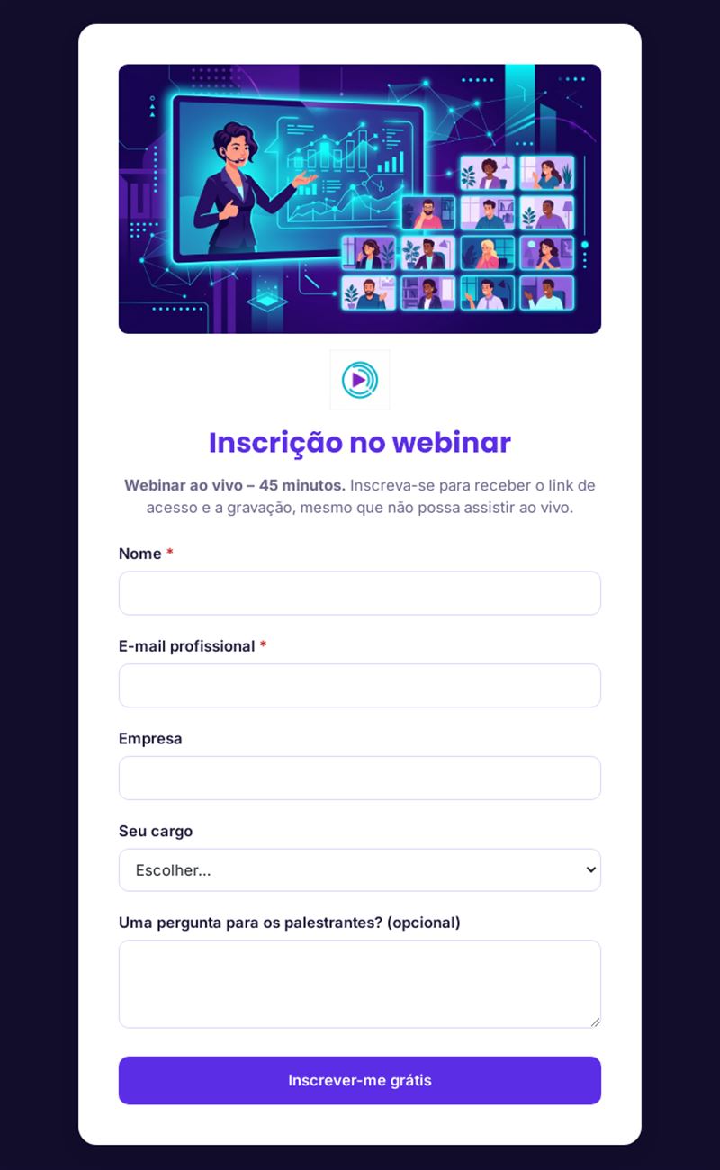 Inscrição no webinar