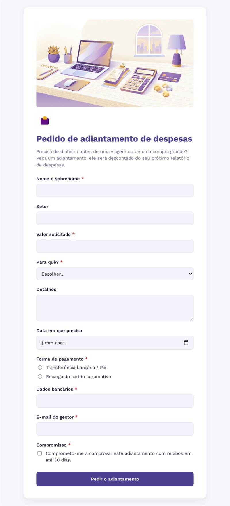 Pedido de adiantamento de despesas