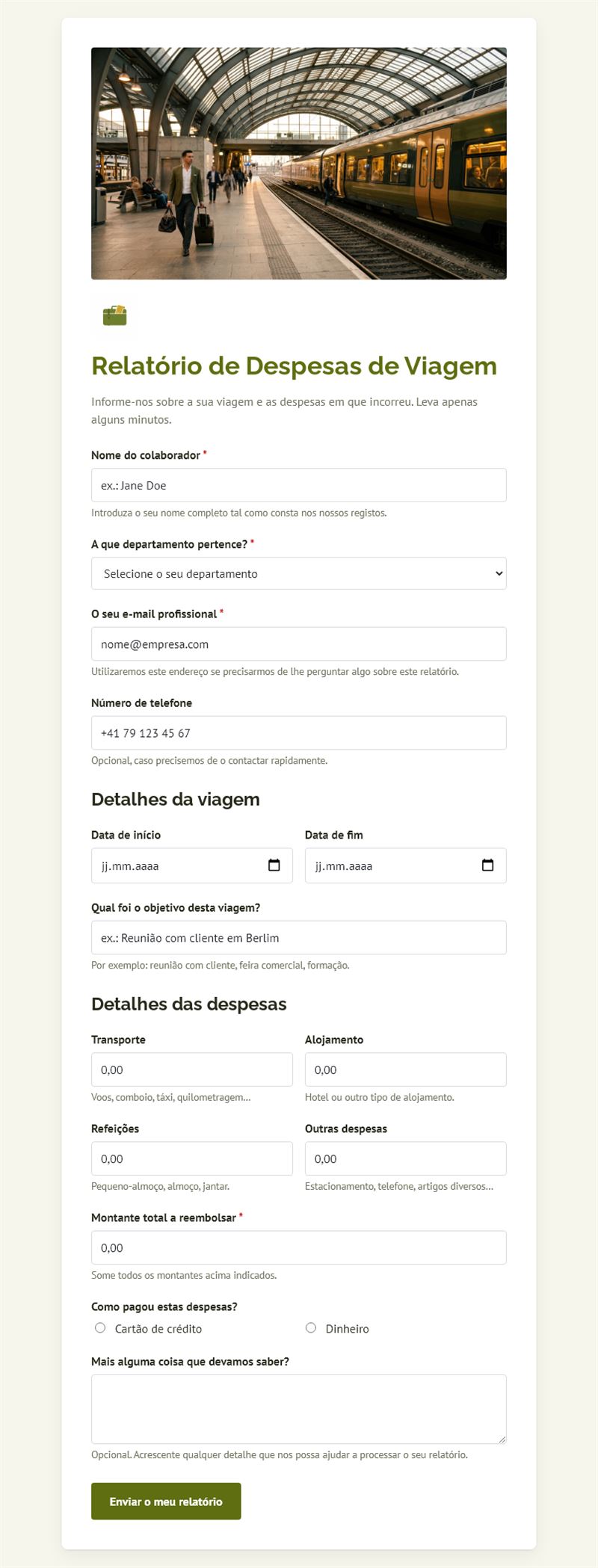 Relatório de Despesas de Viagem
