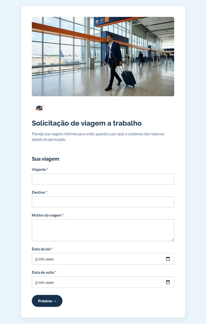 Solicitação de viagem a trabalho