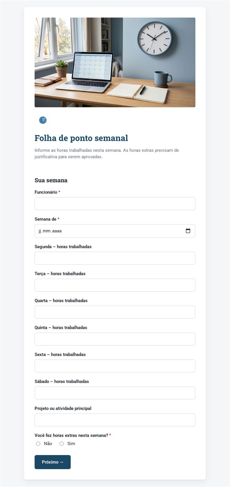 Folha de ponto semanal