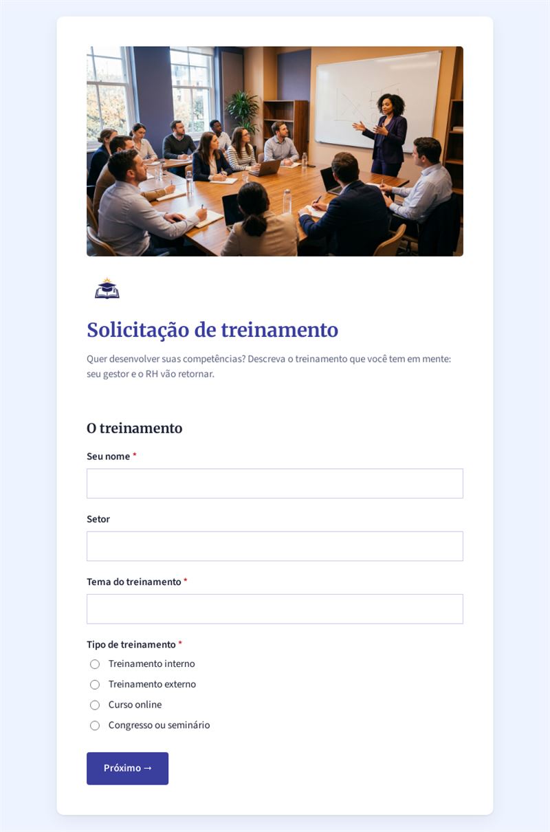 Solicitação de treinamento