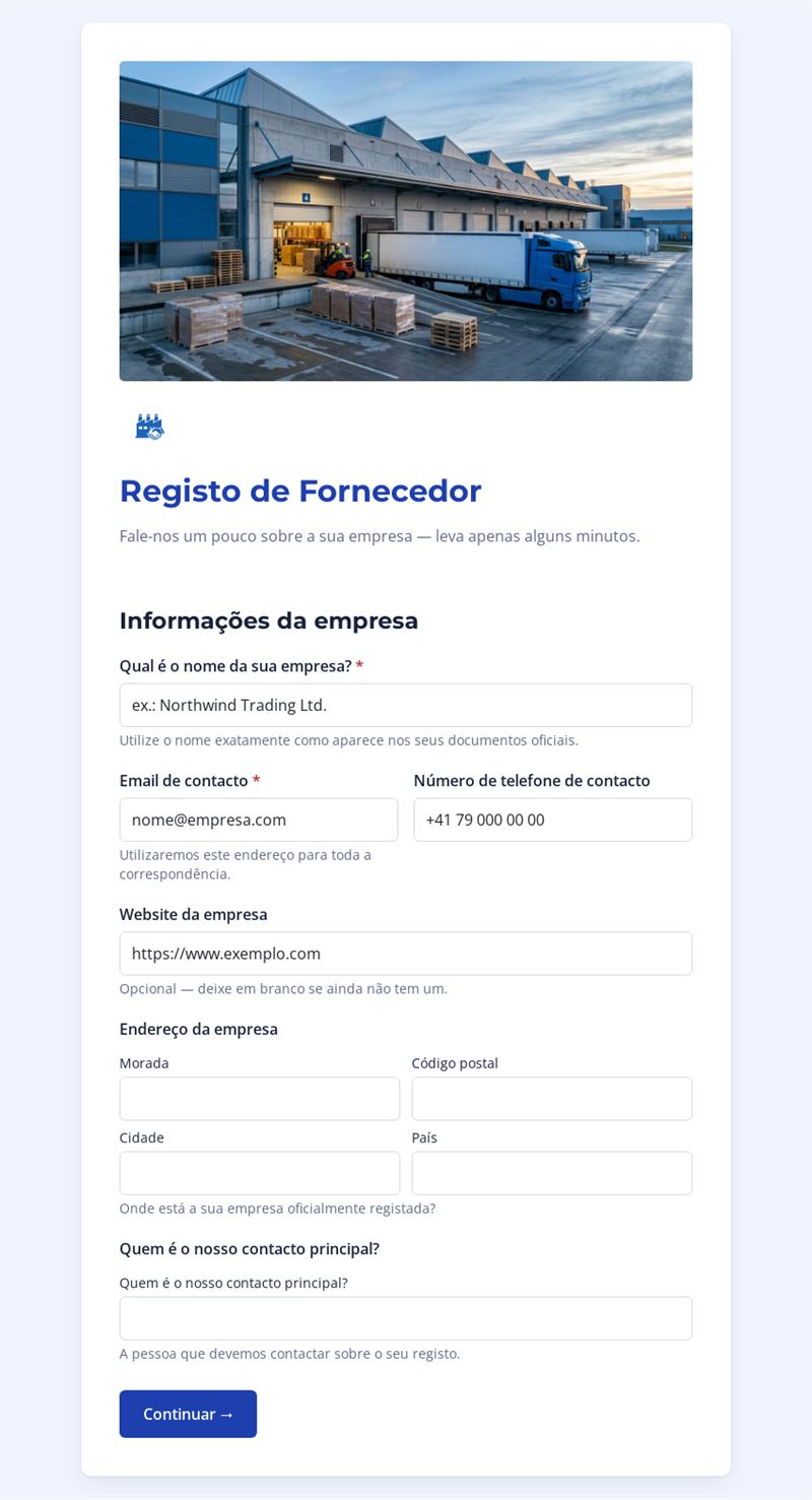 Registro de Fornecedores