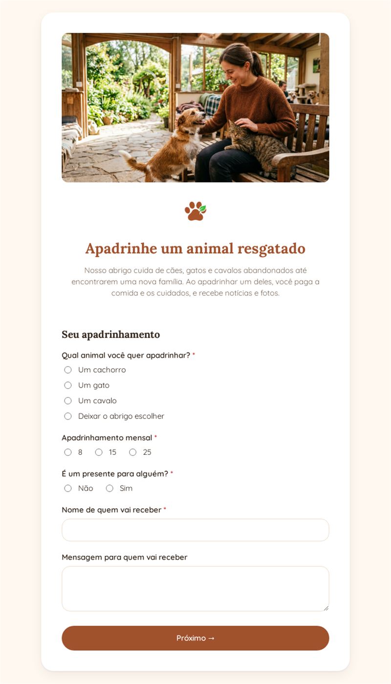 Apadrinhe um animal resgatado