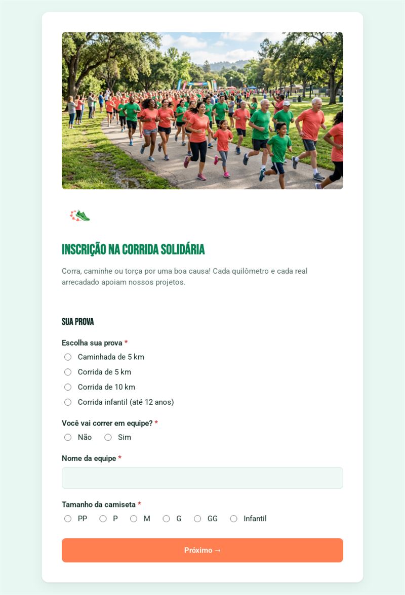 Inscrição na corrida solidária