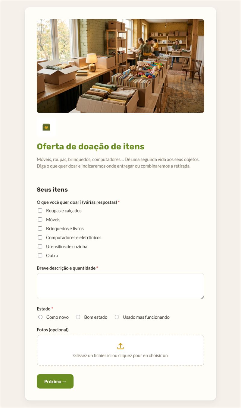 Oferta de doação de itens