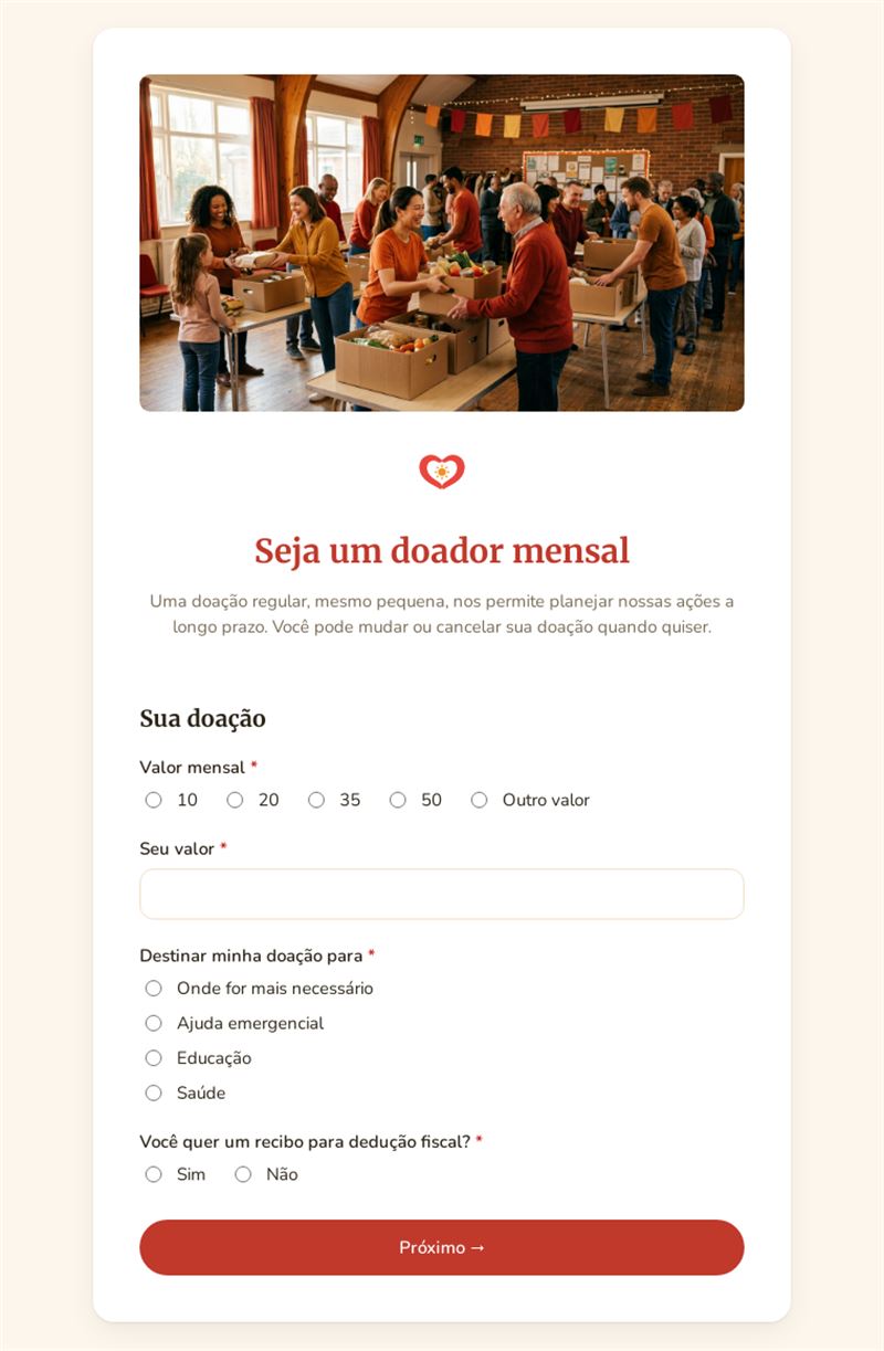 Seja um doador mensal