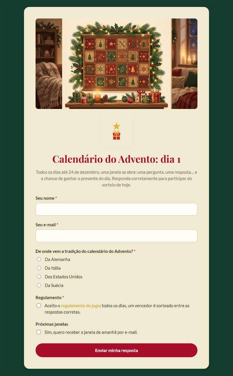 Calendário do Advento: dia 1