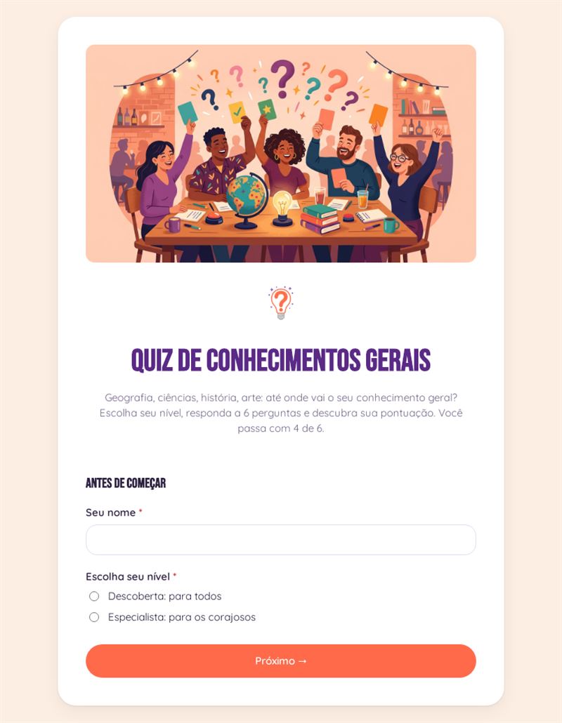 Quiz de conhecimentos gerais