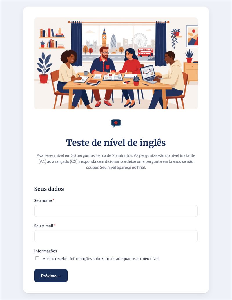 Teste de nível de inglês
