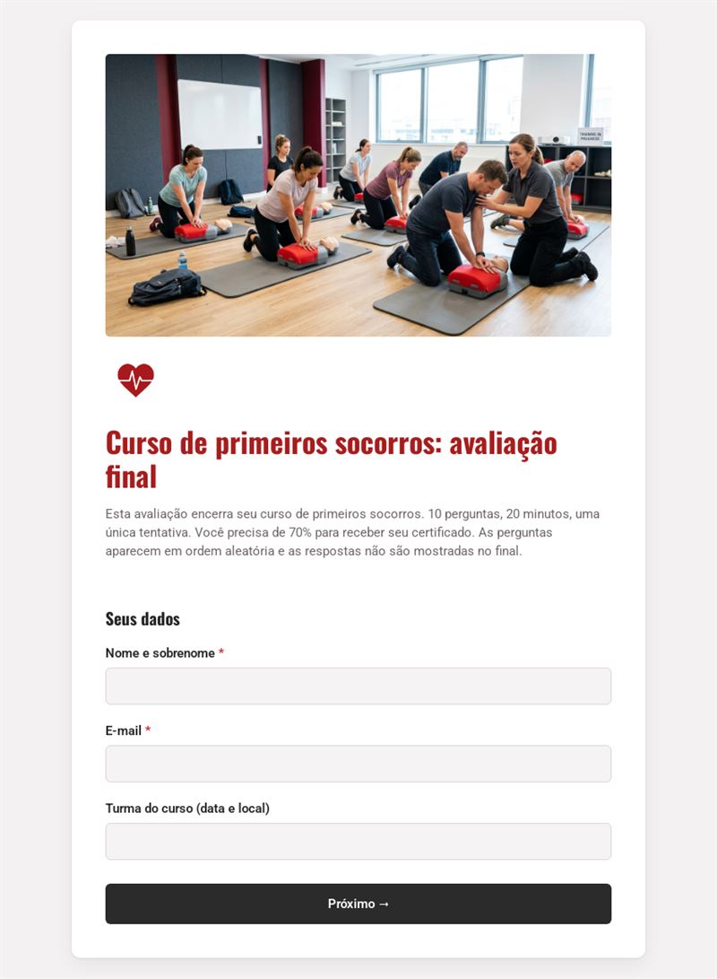 Curso de primeiros socorros: avaliação final