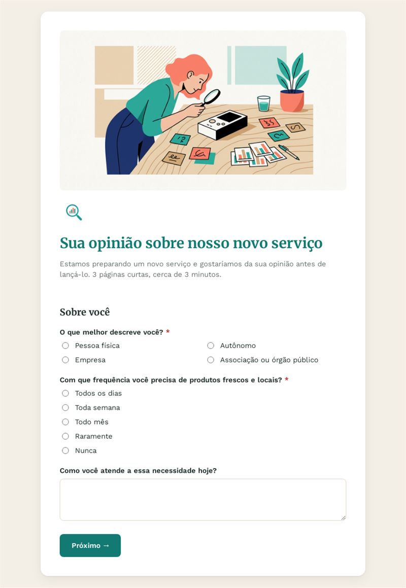 Sua opinião sobre nosso novo serviço