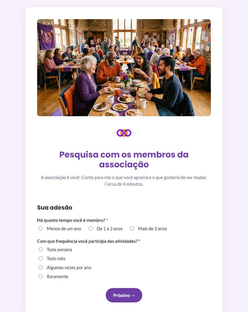 Pesquisa com os membros da associação