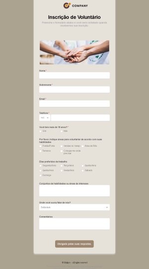 Inscrição de Voluntário