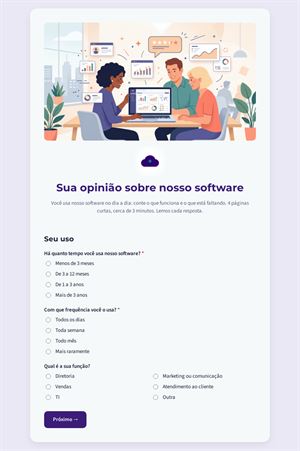 Sua opinião sobre nosso software