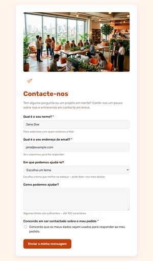 Formulário de contato com assunto