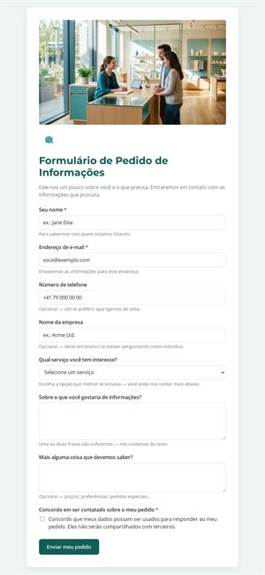 Pedido de informações sobre produto ou serviço
