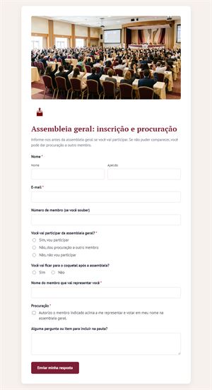 Assembleia geral: inscrição e procuração