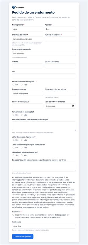 Solicitação de Aluguel Online