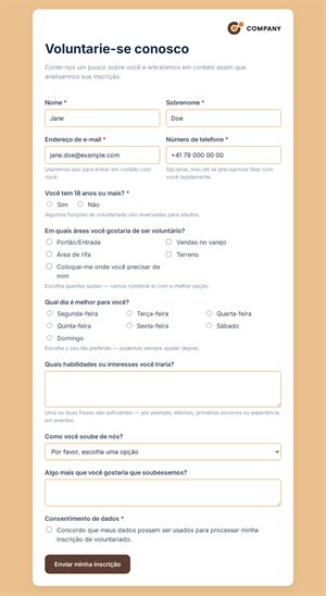 Inscrição de Voluntário