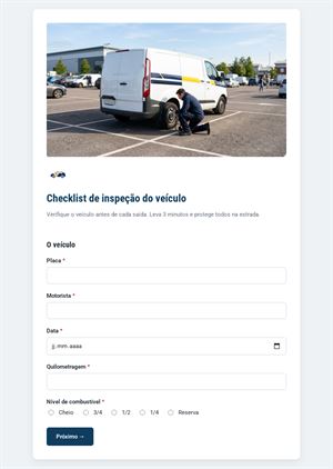 Checklist de inspeção do veículo