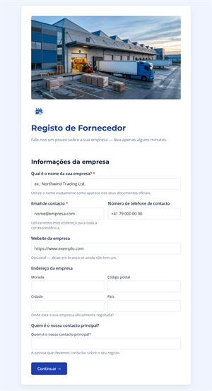 Registro de Fornecedores
