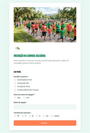 Inscrição na corrida solidária