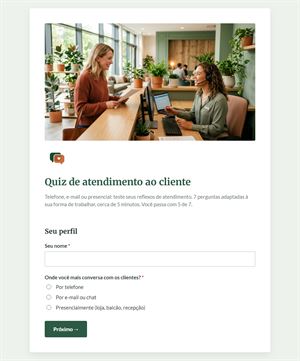 Quiz de atendimento ao cliente