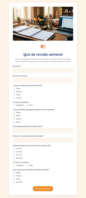 Quiz de revisão semanal