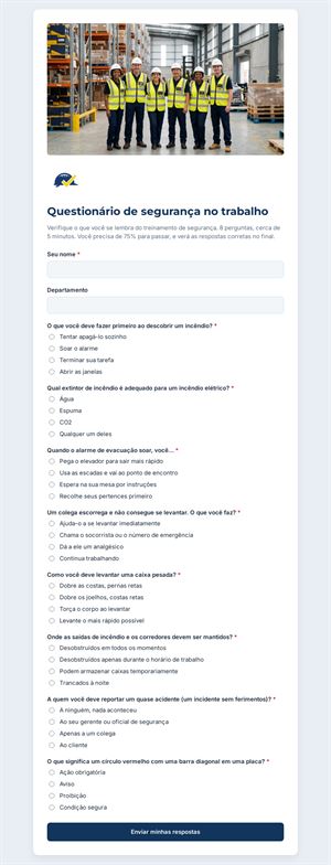 Questionário de segurança no trabalho