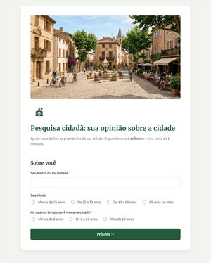 Pesquisa cidadã: sua opinião sobre a cidade