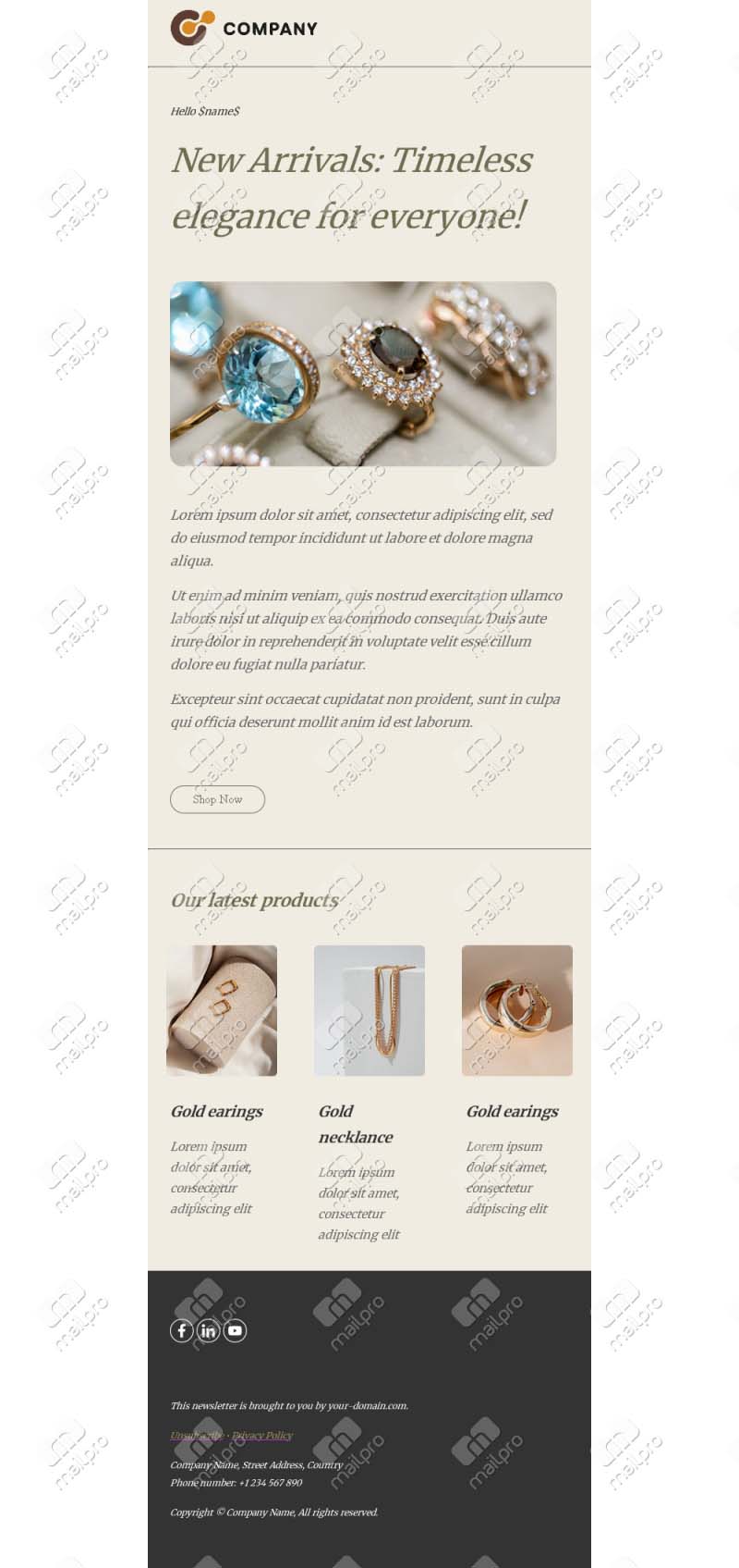 Template Email Joalheria Luxo