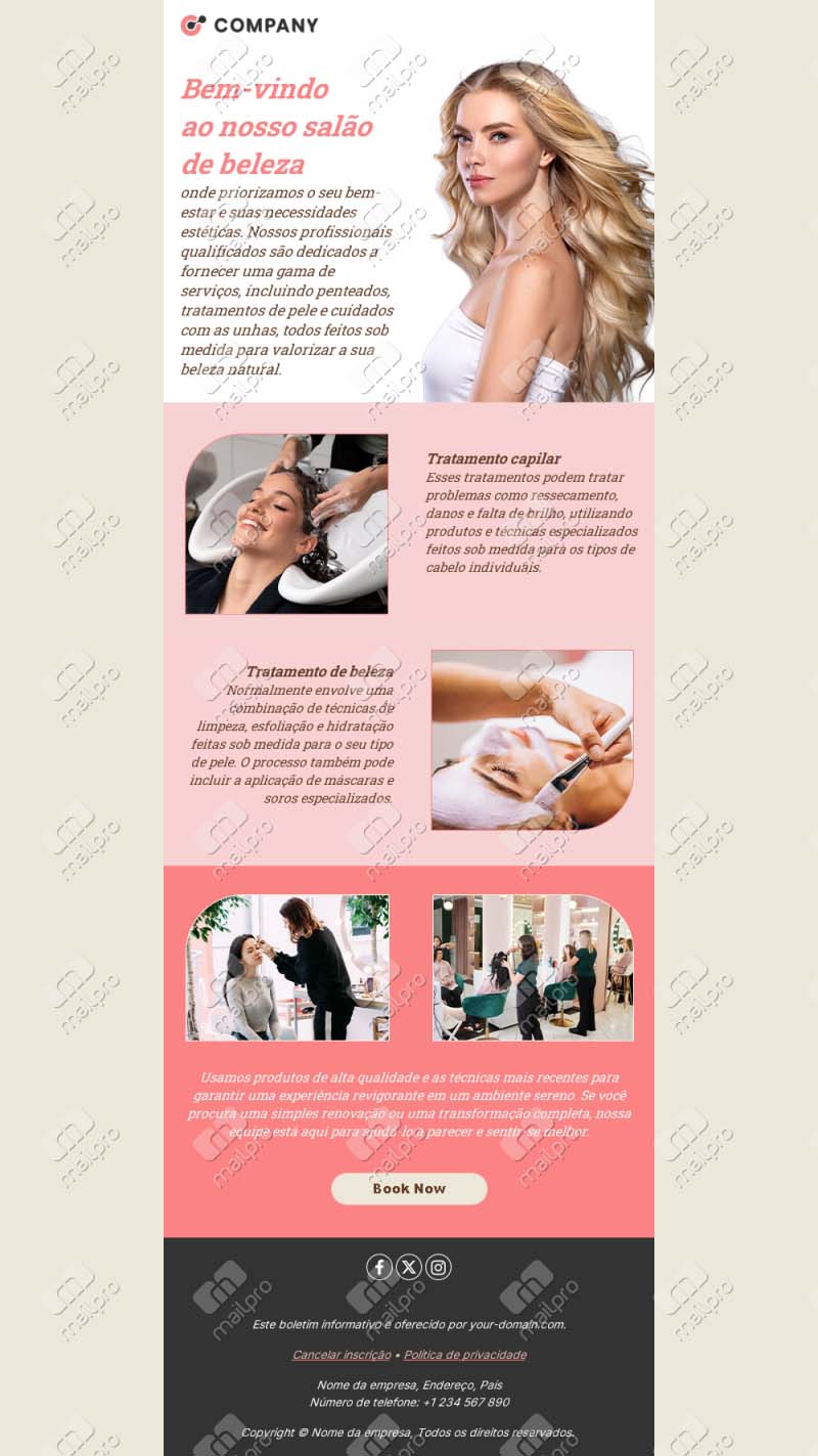 Modelos de Email para Salão de Beleza e Spa