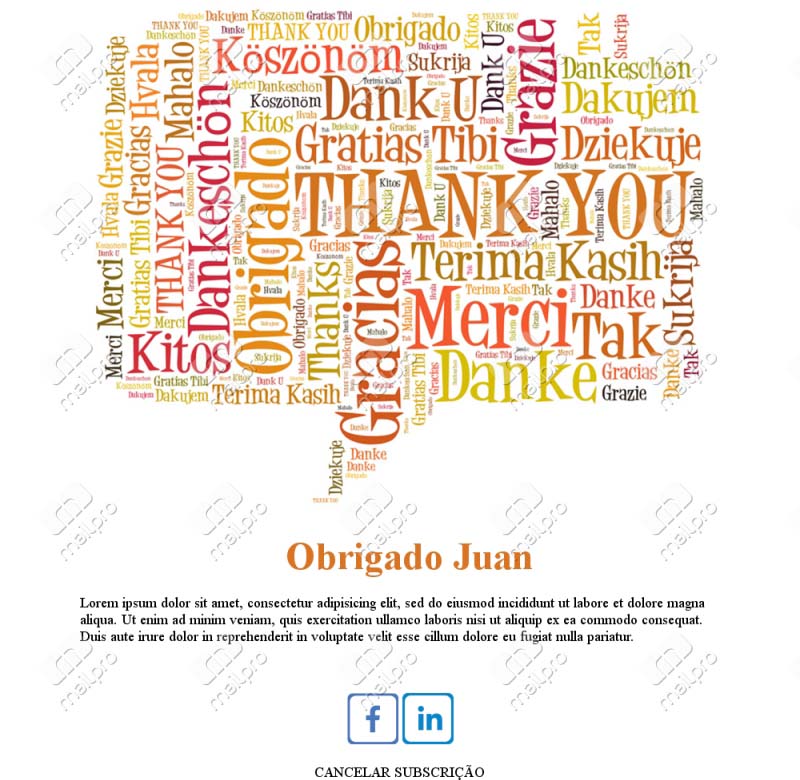 Mensagem Obrigado Personalizável