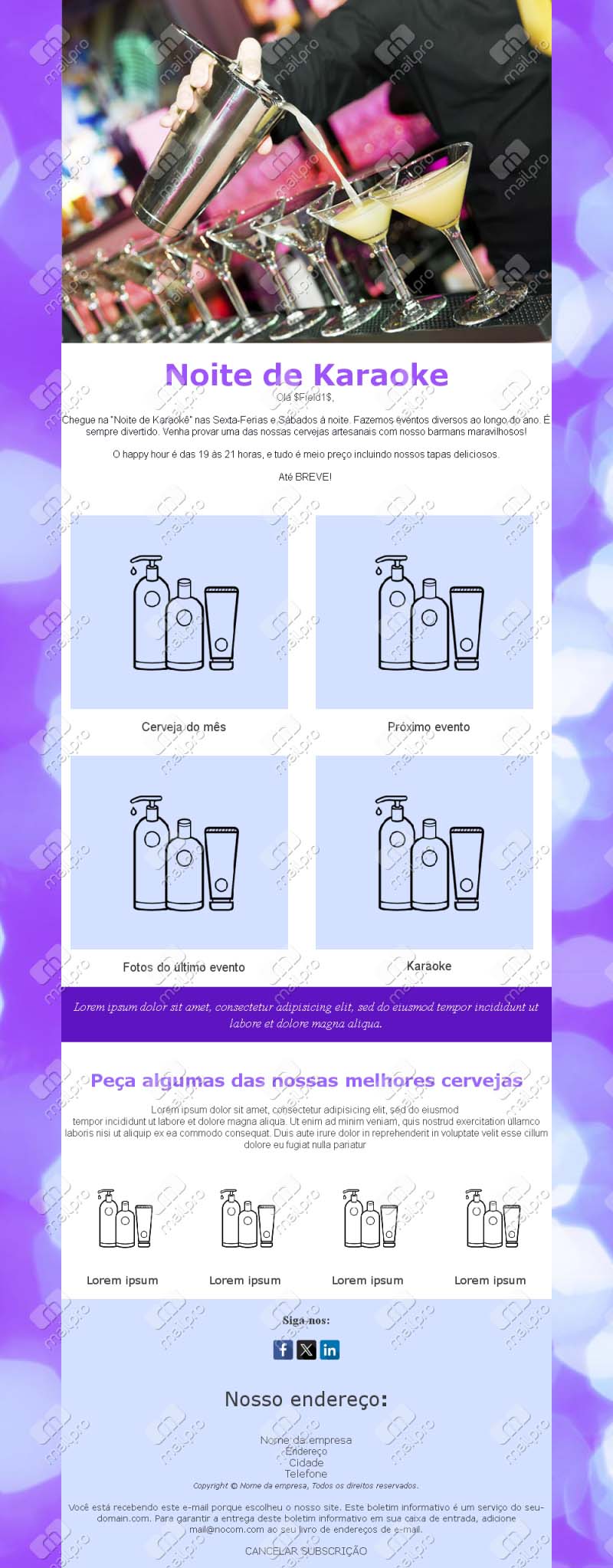 Convites para Eventos no Bar