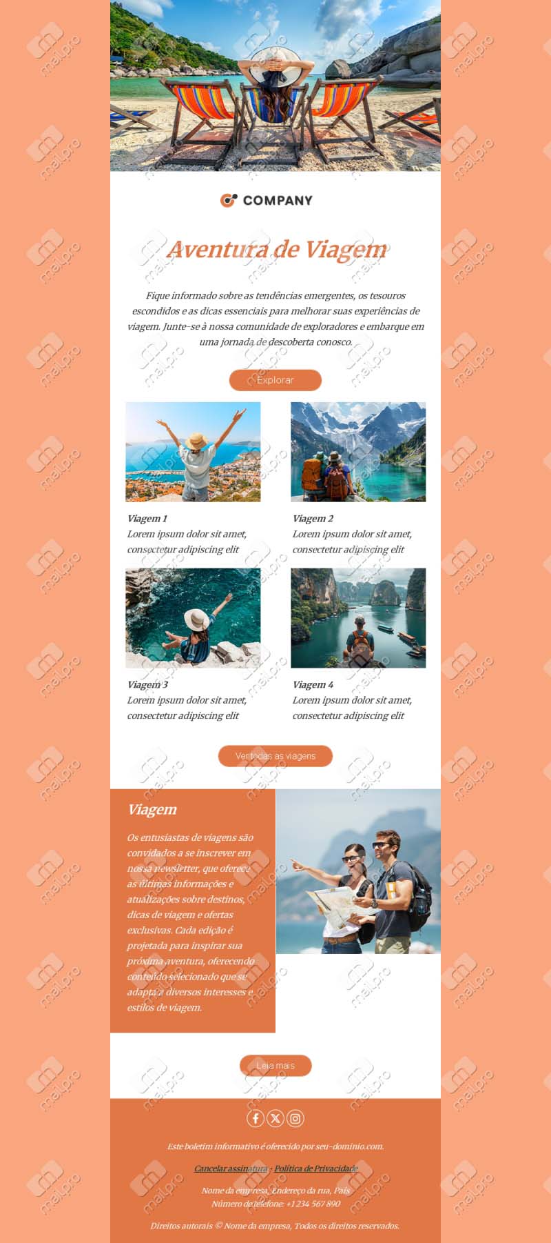 Email de Viagem Atraente