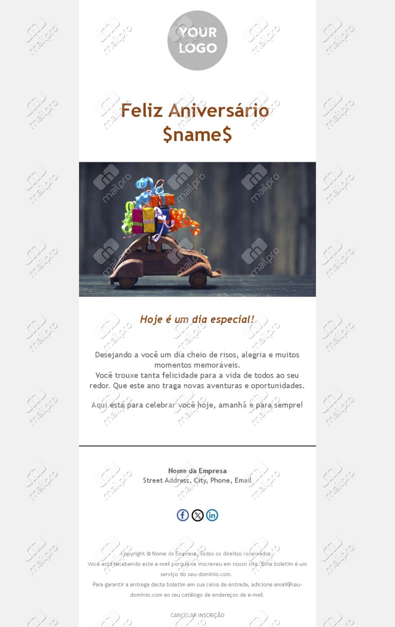 Modelo de Email de Aniversário