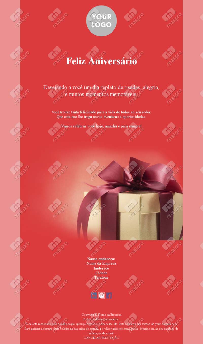 Modelo de Email de Aniversário para Fidelização