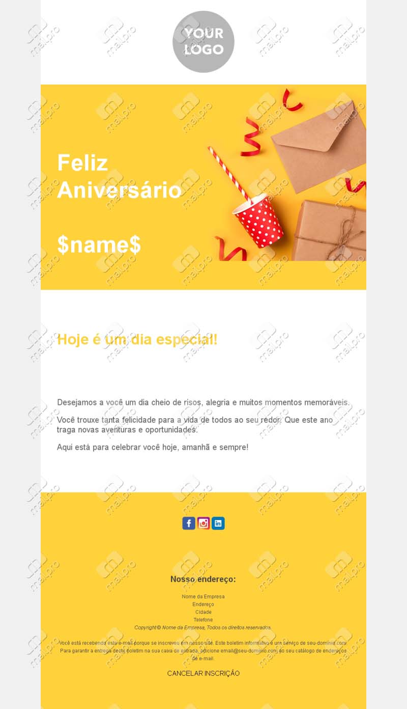 Modelos de Email de Aniversário