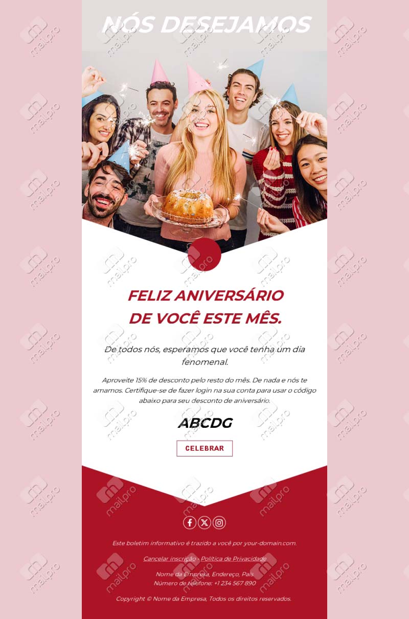 Modelo de Email de Aniversário para Clientes