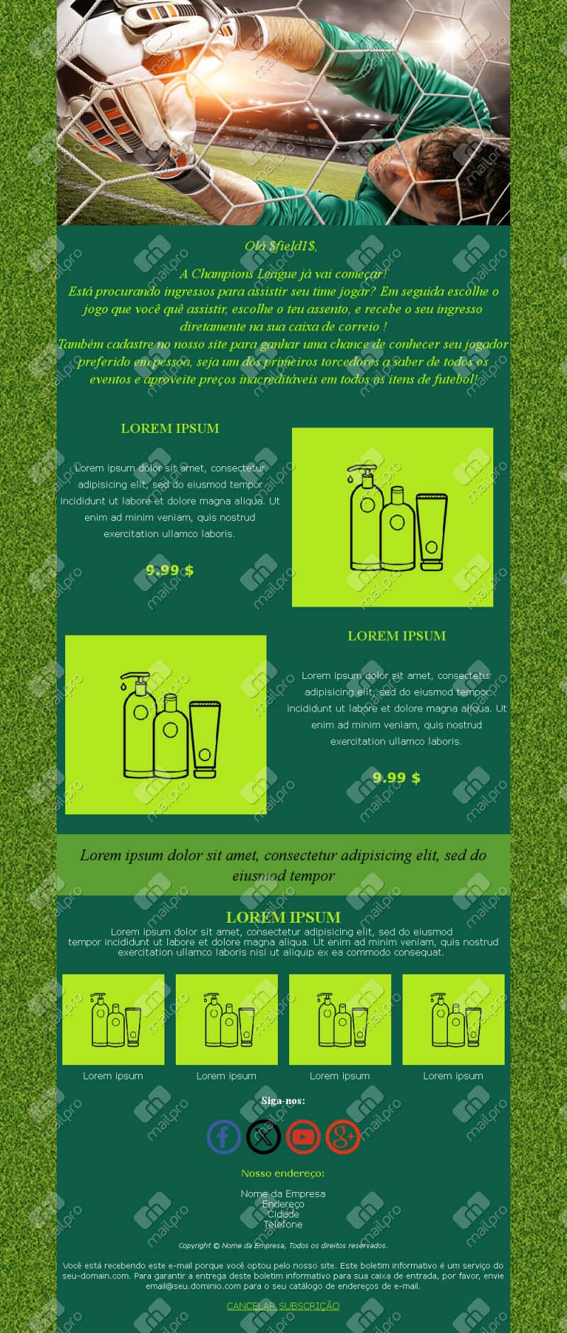 Email Equipa Futebol Semanal